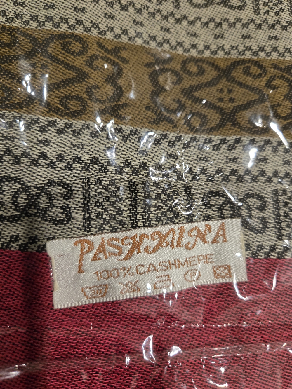 PASHMINA 100% Cashmere Scarf — Multicolor Stripe